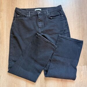 Lee Relaxed Fit Black Women's Denim Straight Leg Jeans Slimming Size 14 34 Waist